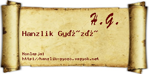 Hanzlik Győző névjegykártya